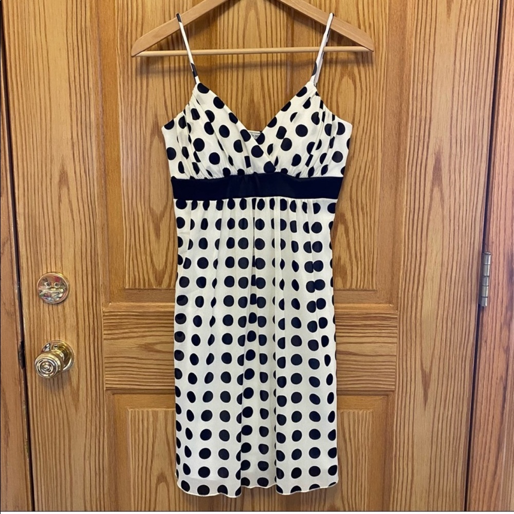 Body Central Cream Polka Dot Dress Fully Lined M
